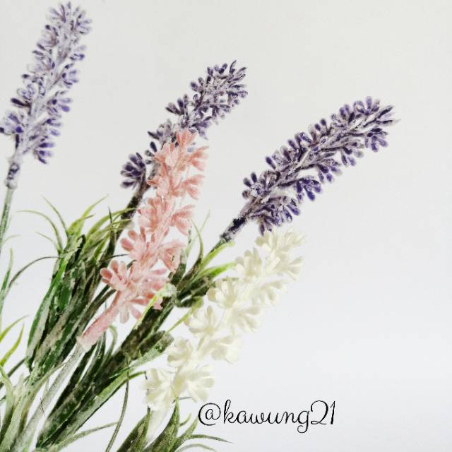 AF08 Bunga Snowy Lavender Artificial Tanaman Plastik Dekorasi Rumah Cantik