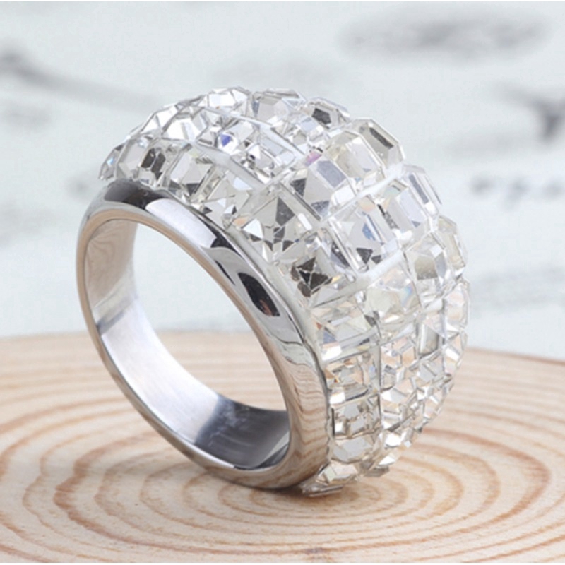 Perhiasan Cincin Silver Hias Berlian Austria Asli untuk Wanita