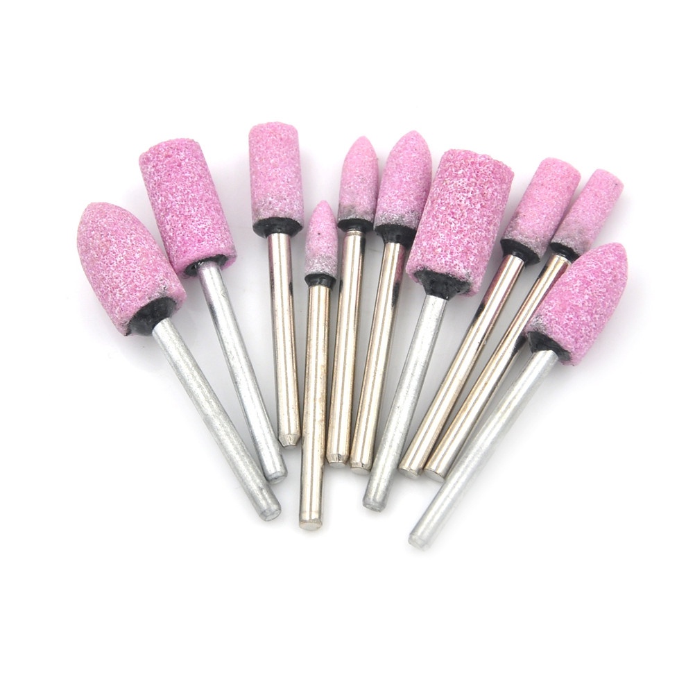 【Theredsunrisesiwy.id】10X Pink Abrasive Mounted Stone Rotary Tool Grinding Wheel