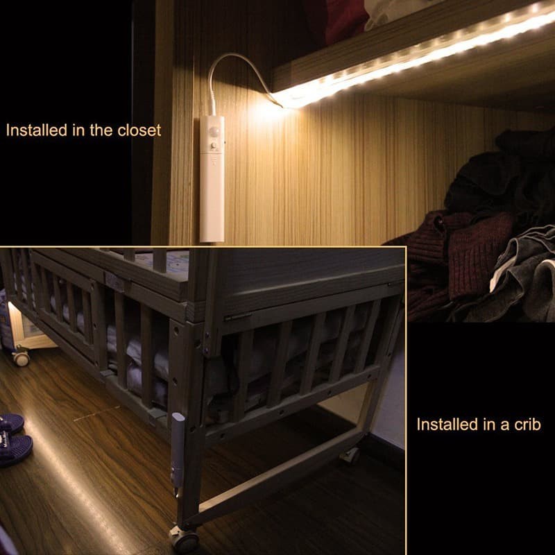 Lampu LED Strip dengan Sensor Gerak 1M - Warm White 3000K - 2835