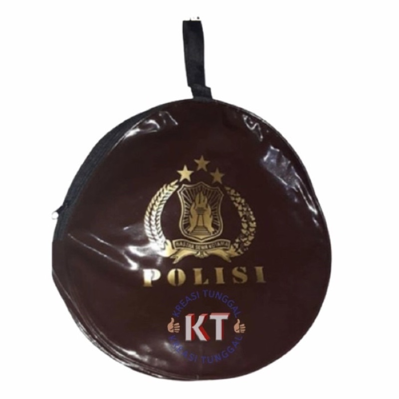 Tas topi Pet logo Polisi coklat/Sarung Pet Polri pria/tempat topi logo tribrata