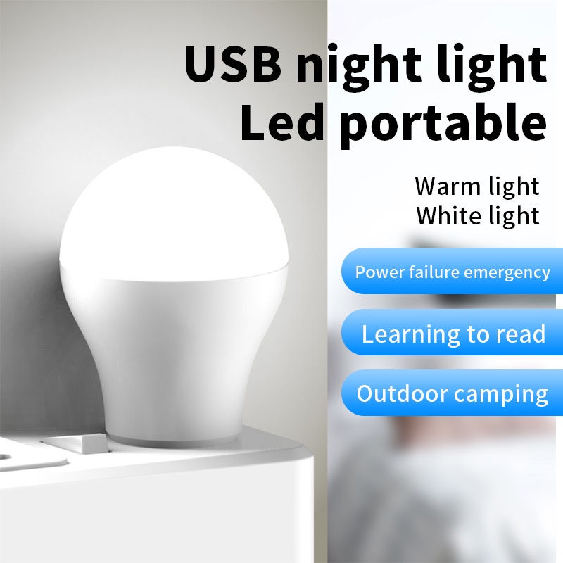 2pcs Lampu Malam Led USB Mini Hemat Energi Proteksi Mata Power Charging Untuk Kamar Tidur / Baca