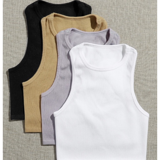 KINDSTORE❤ | Tank Top Wanita Musim Panas Loui Crop Top/Tank Top Olahraga Tanpa Lengan