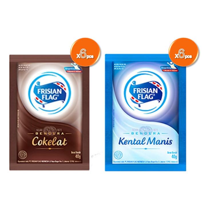 

Frisian Flag Kental Manis Cokelat 6 Sachet + Frisian Flag Bendera Kental Manis 6 Sachet