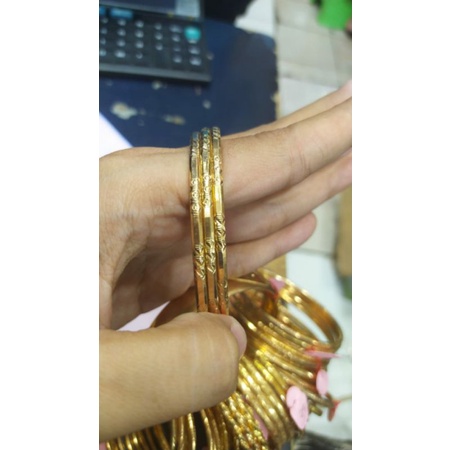 GELANG PERAK ASLI SILVER 925 LAPIS EMAS/GELANG TANGAN KERONCONG UKIR 3PCS/ASLI SILVER/FASHION GELANG