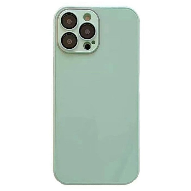 Hard Case Bahan Kaca Glossy Dengan Lensa Film Untuk iPhone 14 14Pro 14Plus 13 Pro MAX