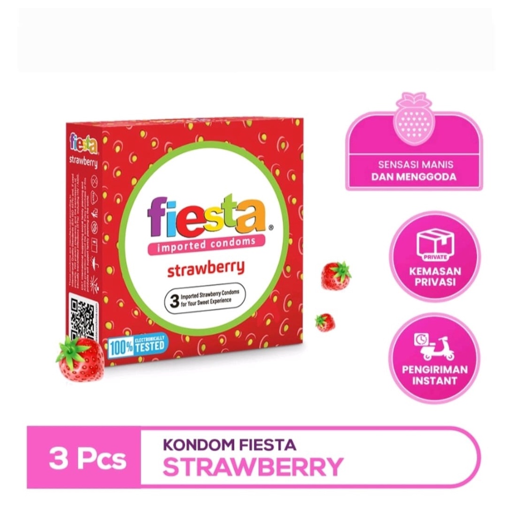 Kondom Fiesta 3 Pcs | Strawberry | Max Dotted | Ultra Thin | Watermelon Sugar | Ultra Safe