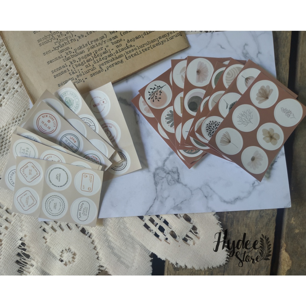 

4 lembar/ Deco sticker Mark Stiker DIY / Stiker bulat journaling scrapbooking