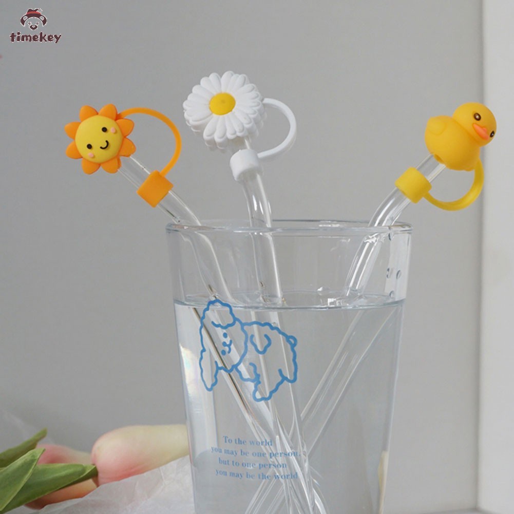 【TK】Cute Cartoon Straw Silicone Plug Resuable Anti-Dust Cap for Straws Glass Straw Stainless Steel Staw Tips Bottle Accessories