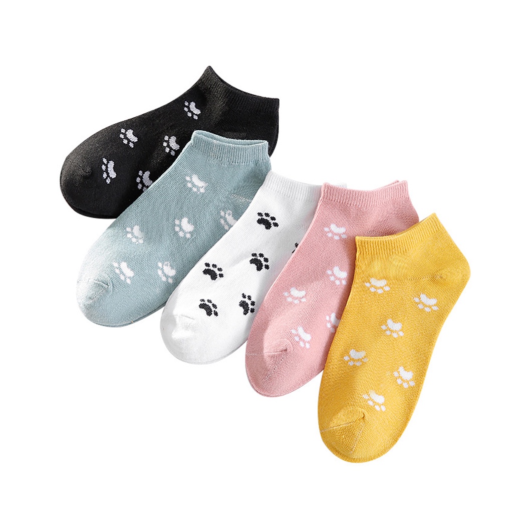 ❤GTB❤ Kaos Kaki Wanita Motif Jejak Kaki Kucing Meow Fashion Korea Women Sock Import Murah KK018