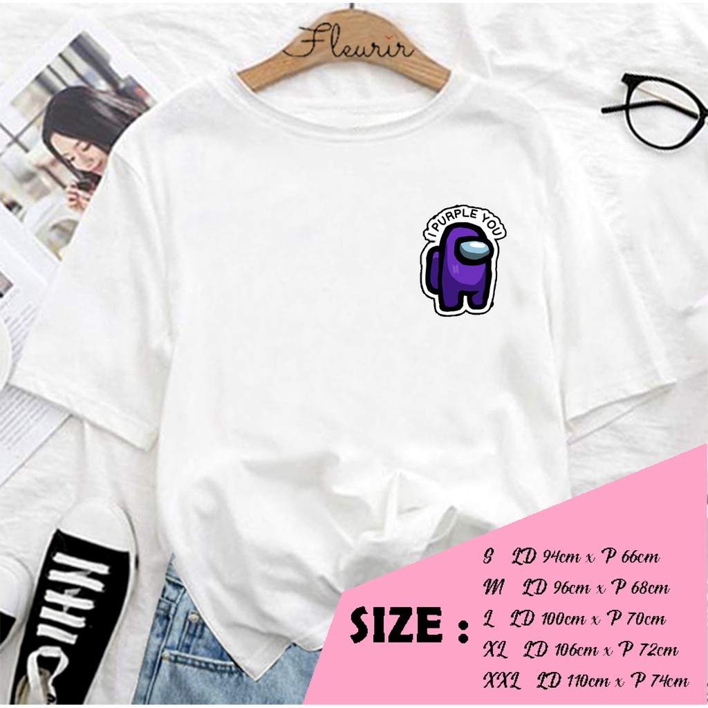 FLEURIR - KAOS  AMONG LOGO PURPLE WANITA DEWASA LENGAN PENDEK TEE UNISEX