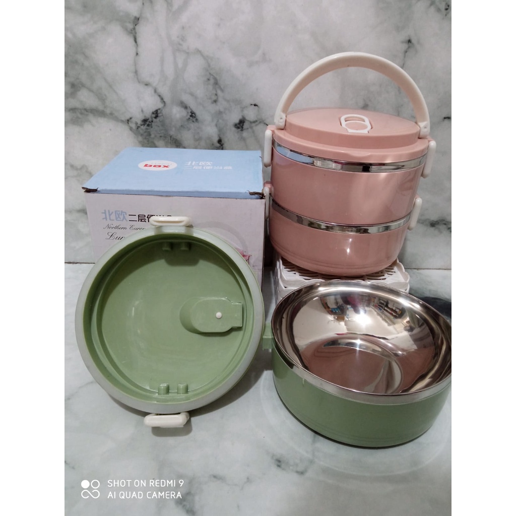 Rantang lunch box 1 2 3 4 susun polos lucu elegan tempat bekel makanan