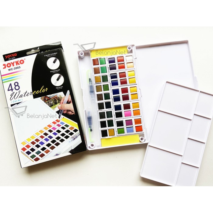 Watercolor | Cat Air Joyko WC-2003 48 Colors Warna FREE Brush Kuas
