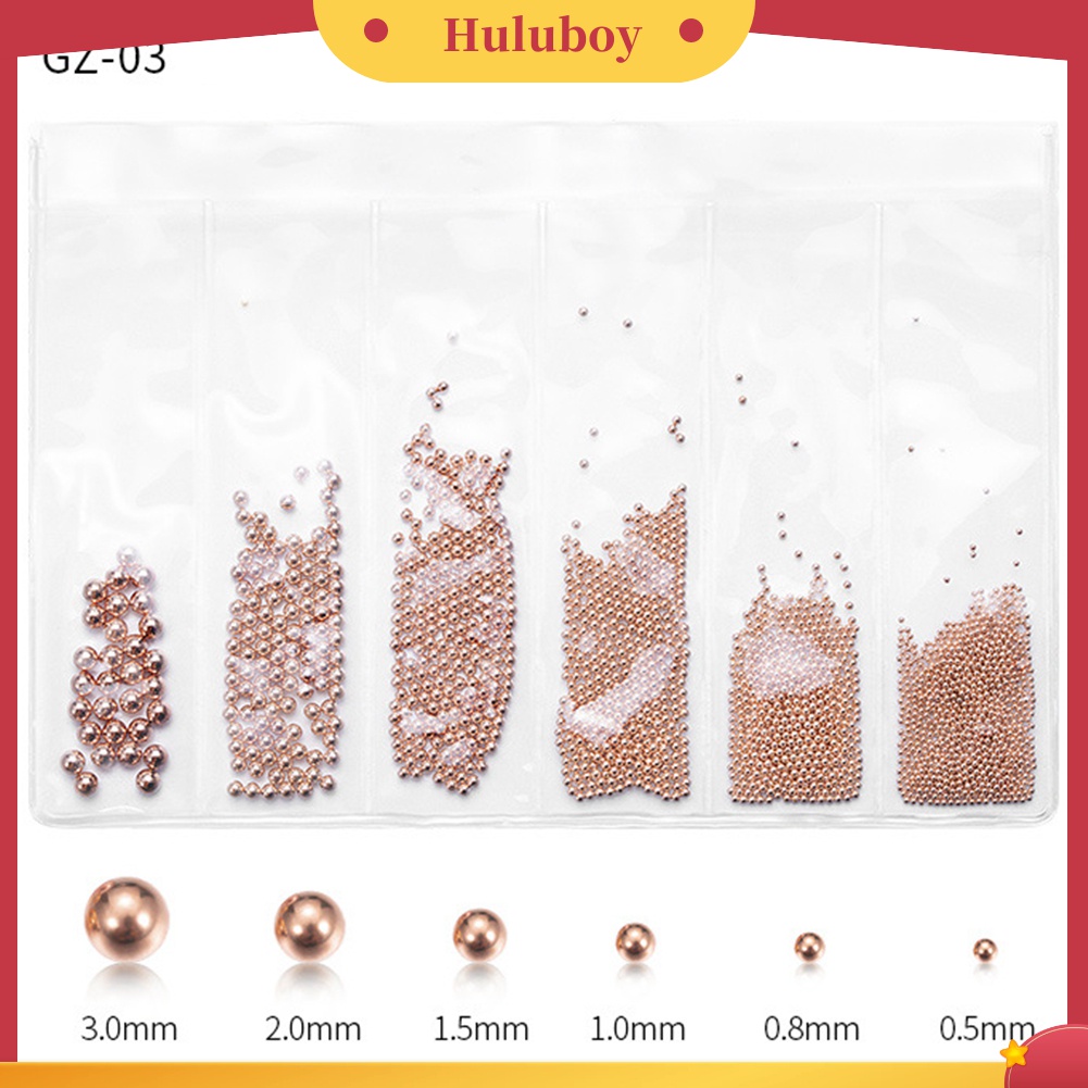 Huluboy Huluboy♡ Manik-manik Caviar Bola Metal 3D Ukuran Campur Untuk Dekorasi Manicure