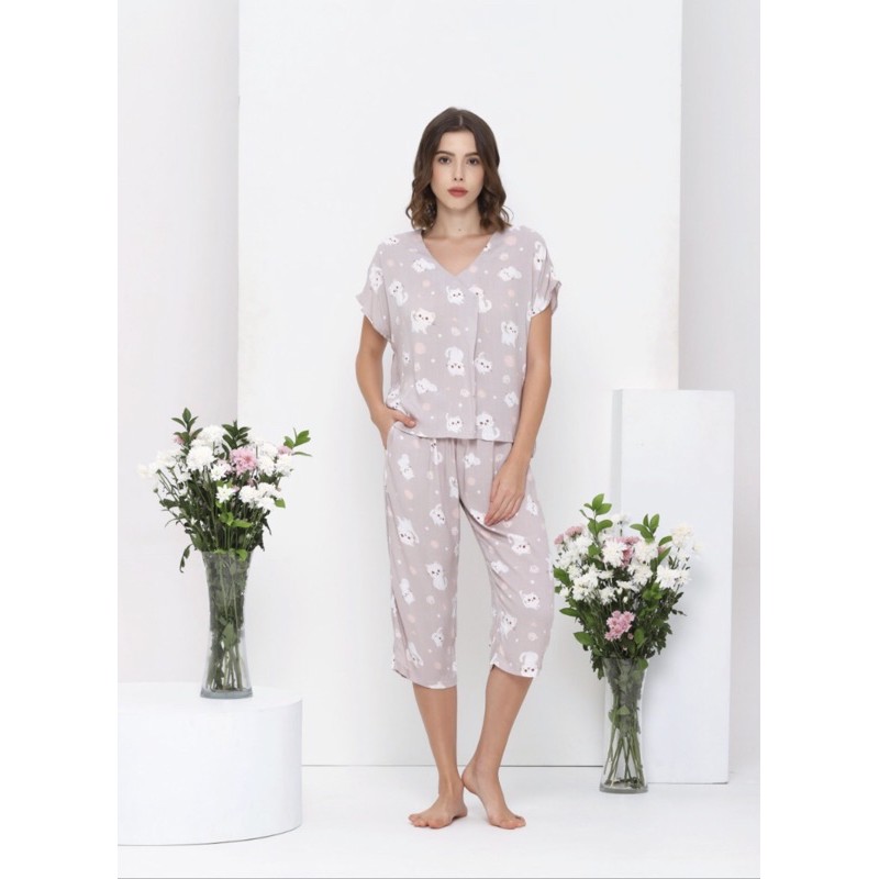 Piyama Cub And Mice - Rayon KITTEN GREY (Middle pants)