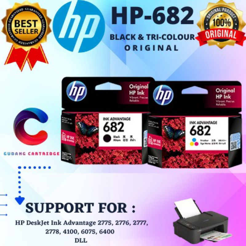 Tinta hp 682 black + hp 682 colour original