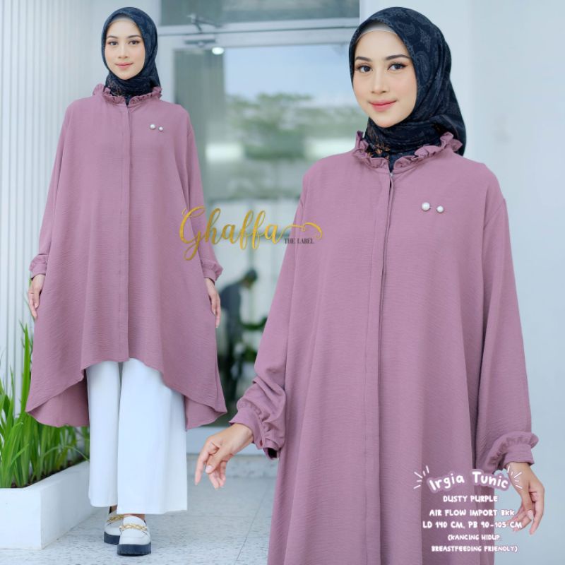 IRGIA TUNIC BY GHAFFA THE LABEL // TUNIK MUSLIMAH // Jumbo wanita polos airflow