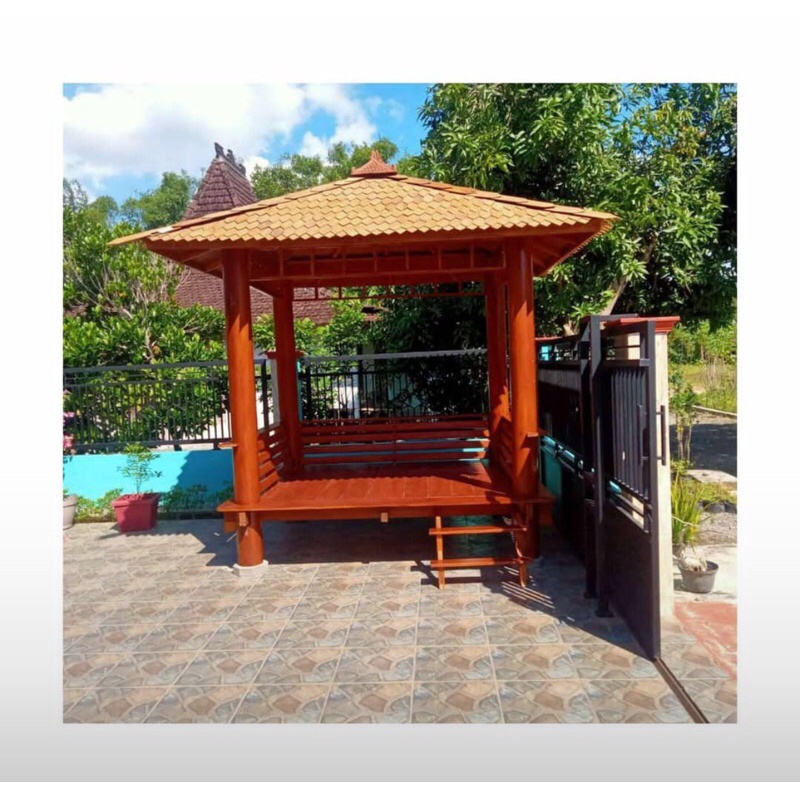 Gazebo Kayu Glugu Kelapa Minimalis