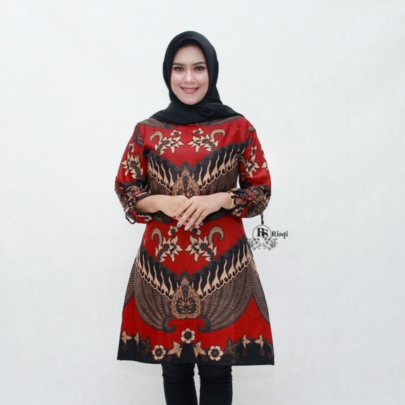 Tunik Batik Baju Wanita Tunik Serut Tunik Resleting  Batik Original Fasion Wanita