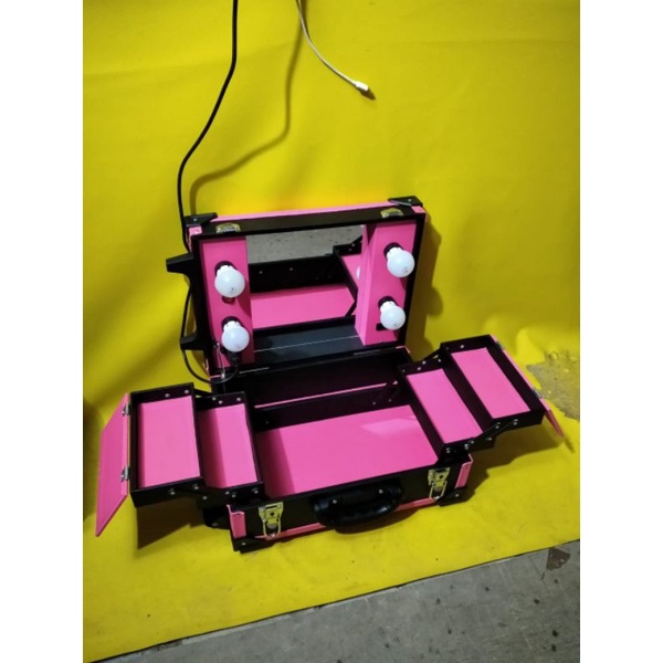 TERMURAH Bok/Bok Makeup/Koper/Koper Makeup/Beautycase 4 Lampu 4 Rak