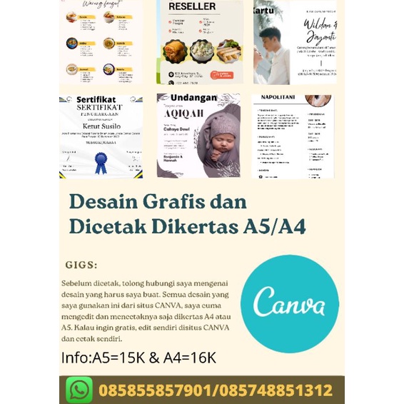 

Desain Grafis dan Dicetak dikertas A5 dan A4