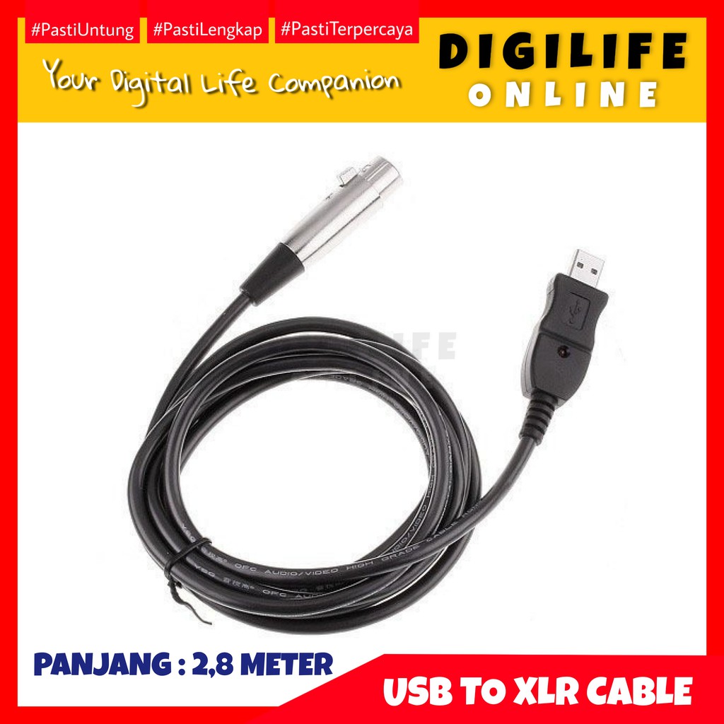 Kabel Adapter USB to XLR Microphone Mic Karaoke Audio Cable Konektor