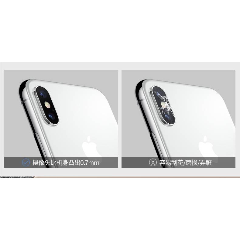 Pelindung Lensa Kamera Belakang Bahan Metal + Tempered Glass Untuk Iphone X Xs Max Xr