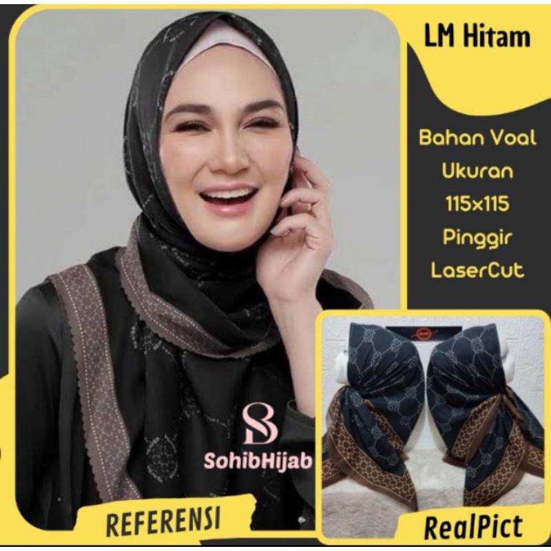 kerudung denay segi empat/hijab segi empat motif/kerudung denay bahan voal halus/kerudung syar'i segiempat motif denay 130x130 voal laser cut/jilbab denay segi empat