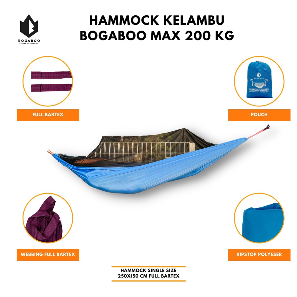 Hammock Kelambu Bogaboo 270x150 - Tempat Tidur Ayunan Gantung Kelambu