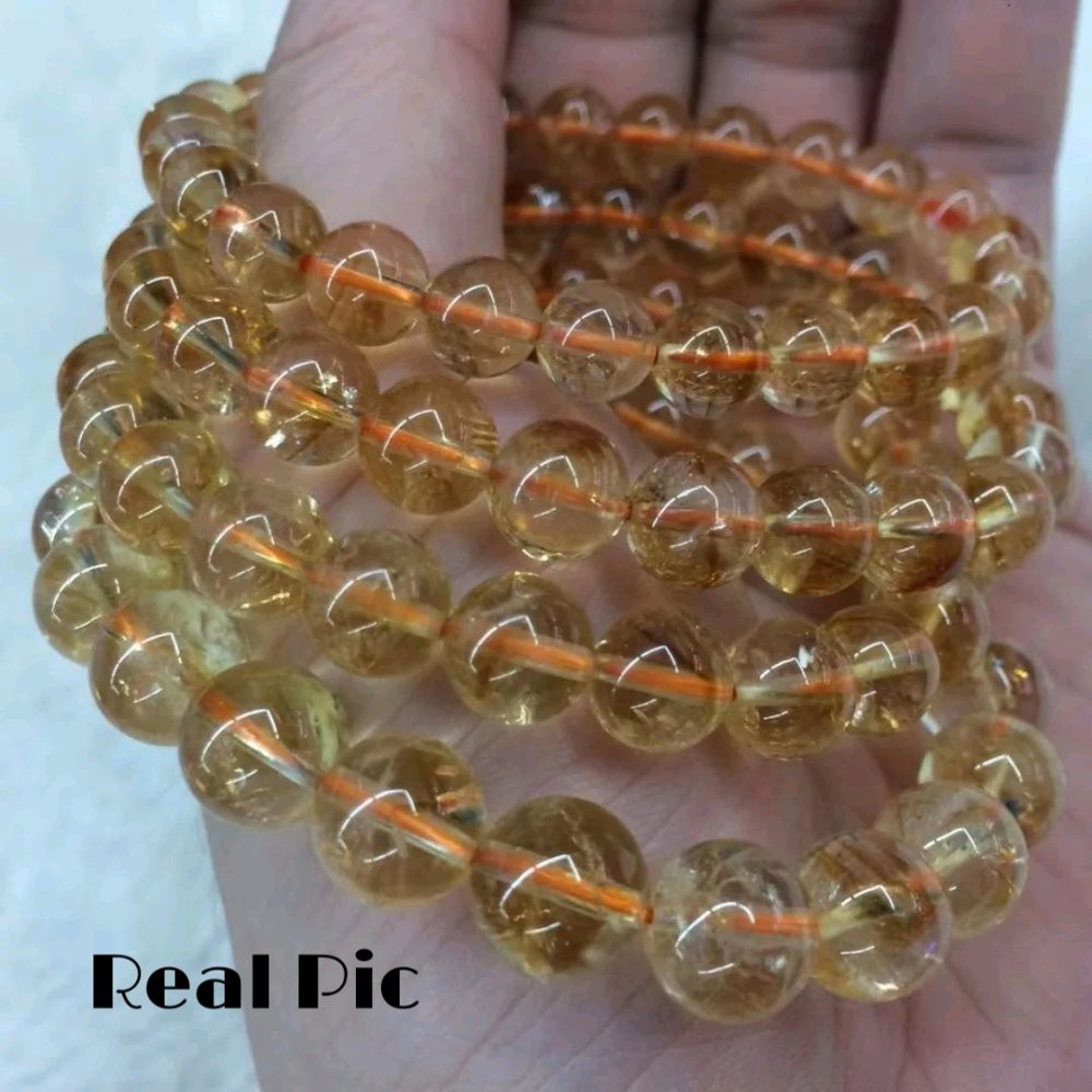 GELANG PREMIUM NATURAL BATU PERMATA YELLOW CITRINE QUARTZ ASLI BERGARANSI