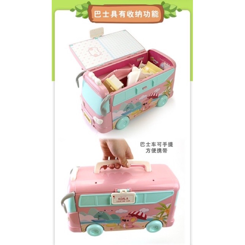 Doll house Bus tour - pretend toys - doll house easy storage - hadiah anak - kado anak