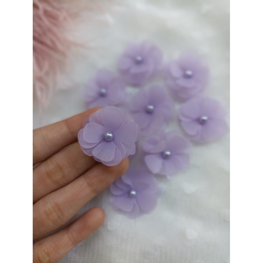 Aplikasi bunga camelia 2,5cm , 3cm &amp; 4cm/hijab /kebaya/ gaun pengantin /gamis /payet /organza