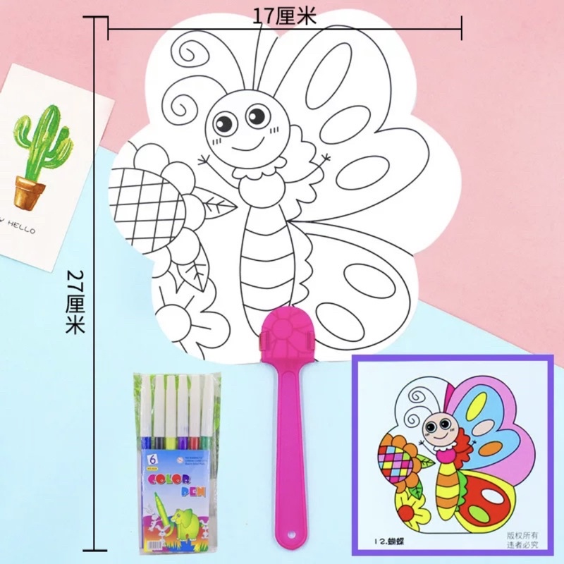 DIY MEWARNAI KIPAS MAINAN EDUKASI CRAFT KERAJINAN TANGAN EDUTOYS SOUVENIR GOODIE BAG HADIAH ULTAH-7