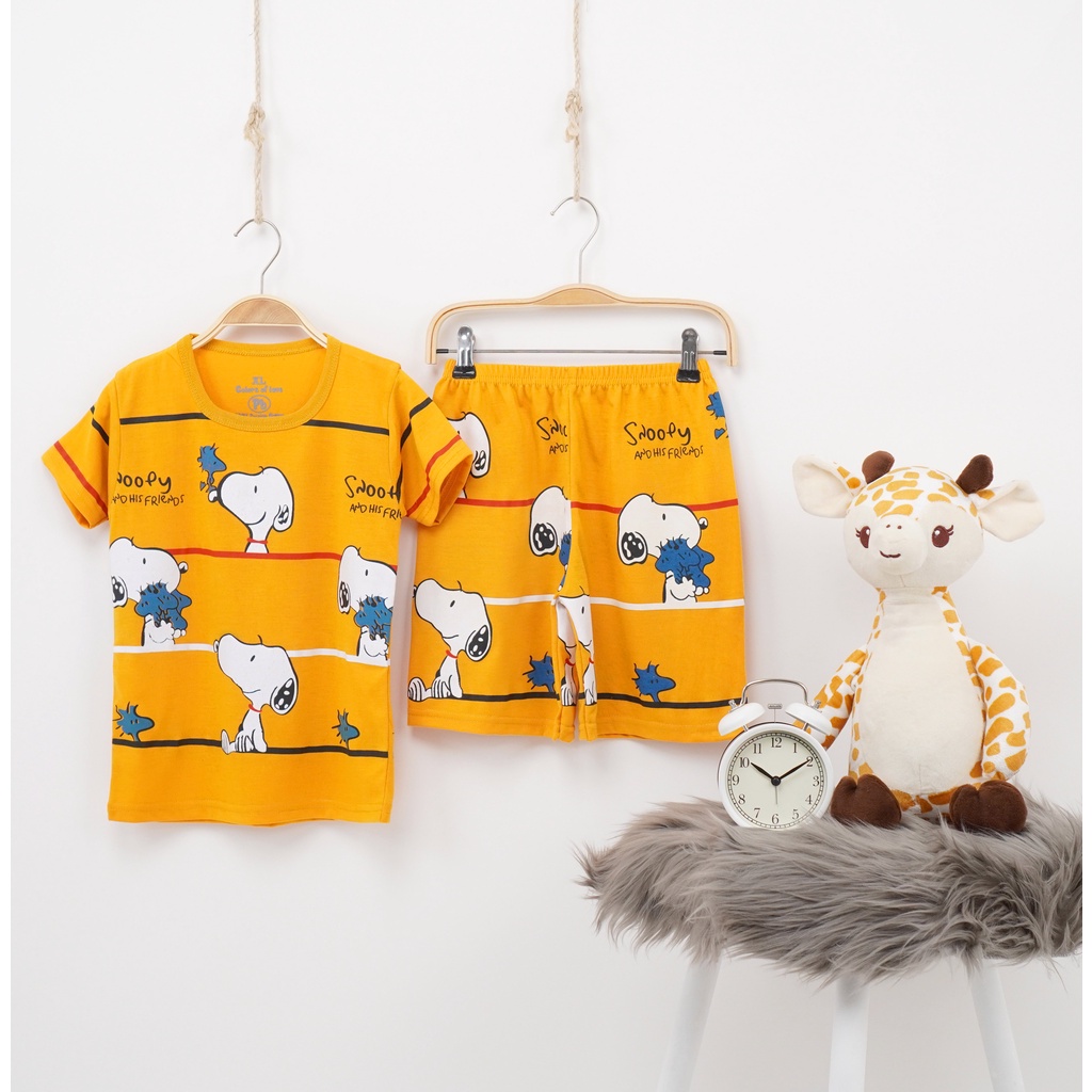 (SETCEL SNOOPY)Kaos Anak Kaos Panjang Piyama lengan Panjang Baju Anak Setelan Anak Perempuan Pakaian