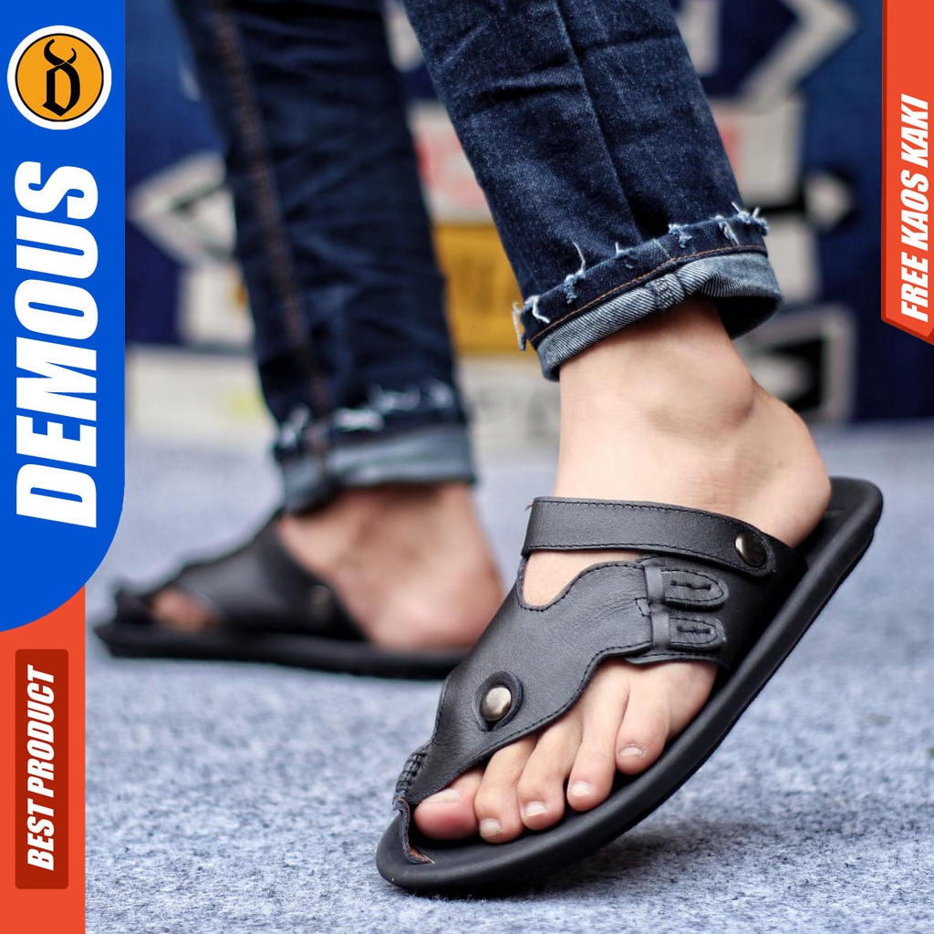 DEMOUS LUCKY Sandal Jepit Kulit Asli