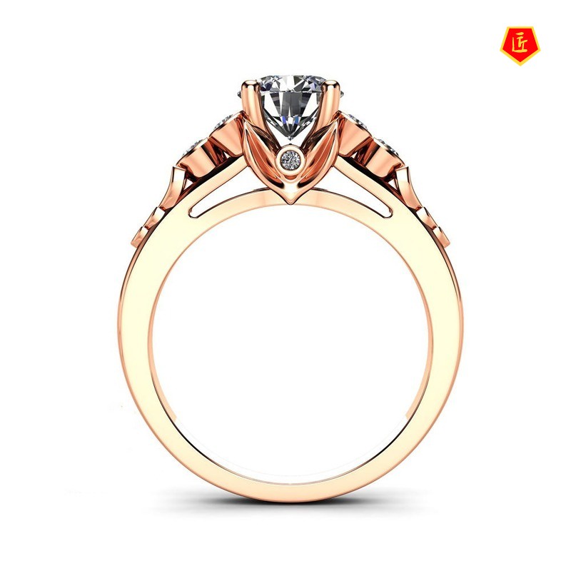 [Ready Stock]Fashion Elegant Diamond 14K Rose Gold Ring