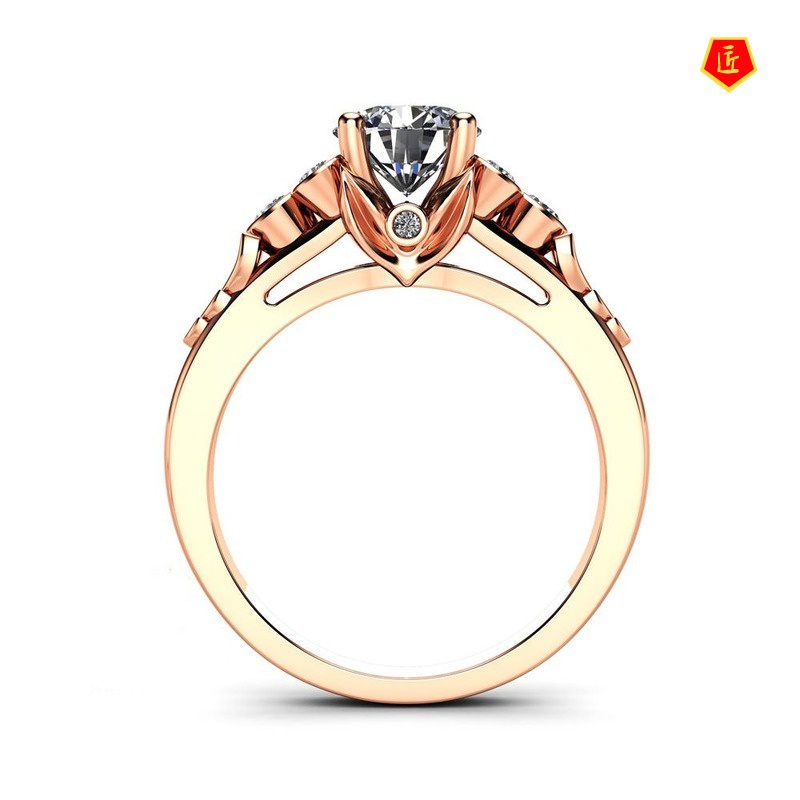 [Ready Stock]Fashion Elegant Diamond 14K Rose Gold Ring