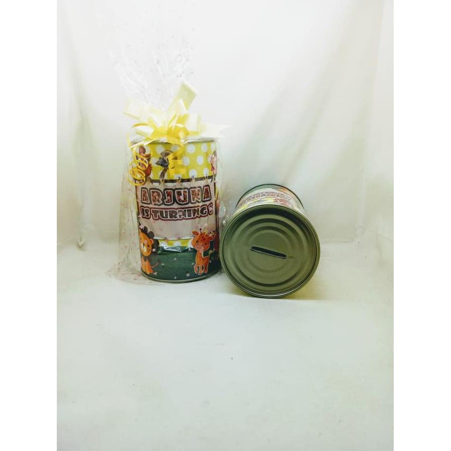 Celengan Kaleng Karakter Binatang Plus Plastik Kado Dan Pita