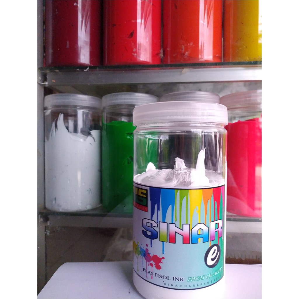 

tinta plastisol ekonomis warna putih SINAR HARAPAN SABLON kemasan 1kg