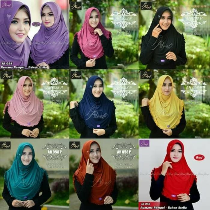 Promo!! Jiibab Instan Rumana Rempel Arrafi Ar 58 Hijab Kerudung Bergo Terlaris Terlaris!!