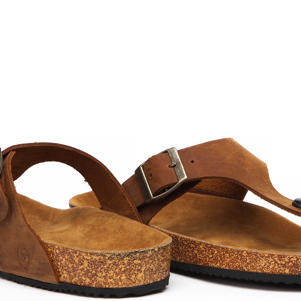 Enzo Brown | Sandal Kulit Asli Casual Simple Pria Cowok Men Sendal Footwear Ori | FORIND x Zapato