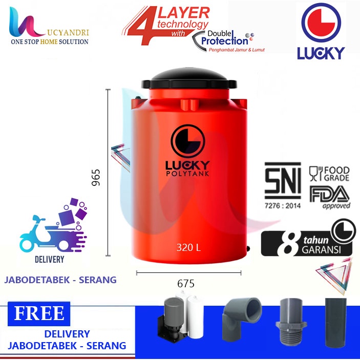 Tangki Air Plastik  LS 350 Polytank Lucky Standard / Toren Air / Tandon Air