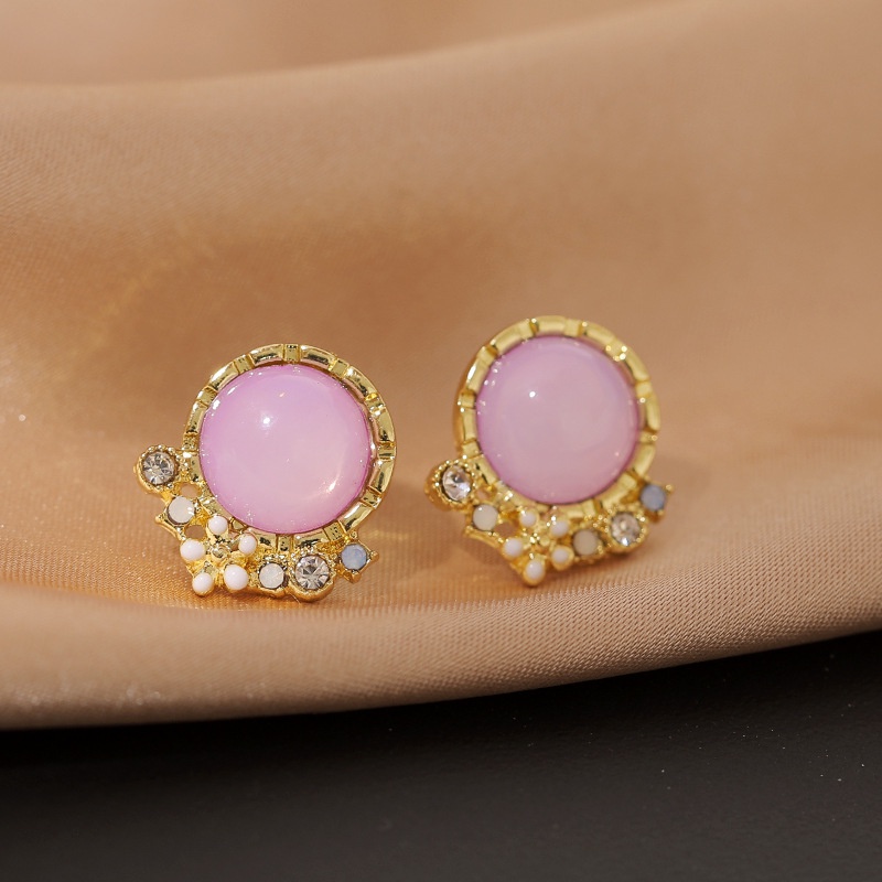 Sterling silver jarum Korea pink cat eye online influencer halus 2021new anting-anting kecil anting