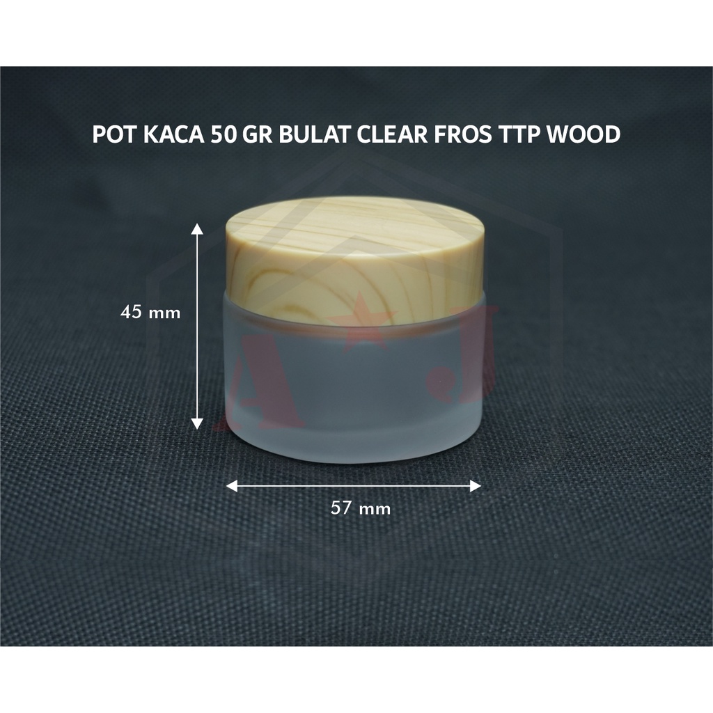 Pot kaca 50 g Tutup Kayu/ Cream/Pot Kaca Kosmetik Kosong Tutup Kayu 50 Gram/Yk