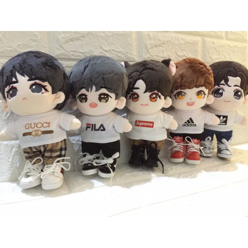 t-shirt tshirt branded kaos balenciaga supreme adidas gucci 20cm kpop doll clothes NCT BTS MONSTA X 