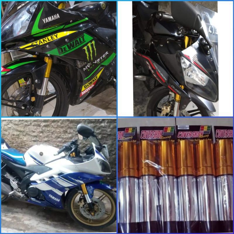 Cover Shuock R 15 V2 model atas bawah Cover Shuock Depan Yamaha R15 V2 terbaru PNP plus stiker Ohlin