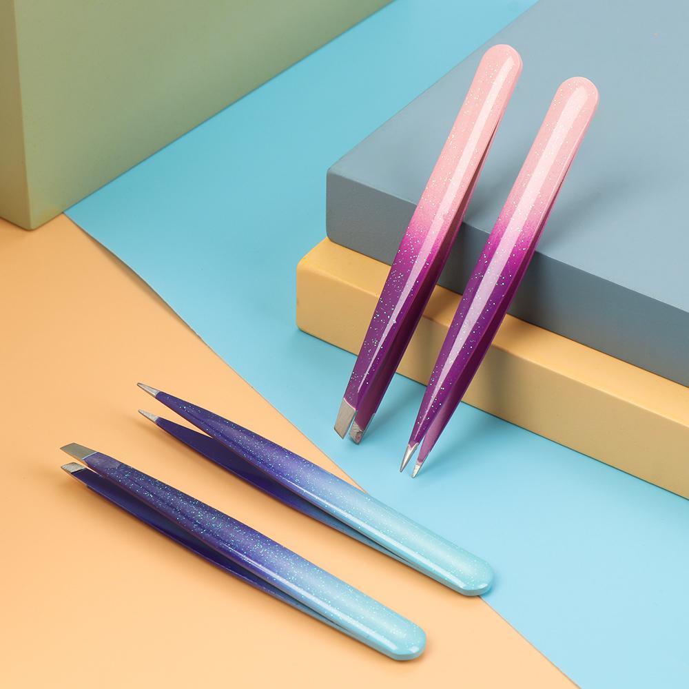 R-flower Penjepit Alis Kecantikan Beauty Making Stainless Steel Slant Head Makeup Tools Slant Tip Pinset