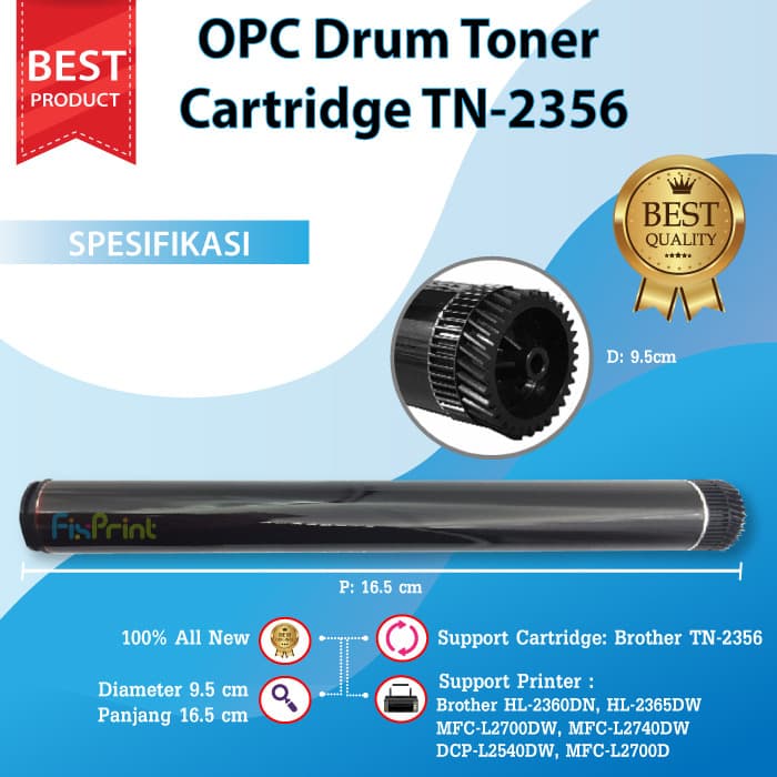 OPC DRUM TONER CARTRIDGE BROTHER TN2356 2356 L2540 2360 2365FW FPTS706