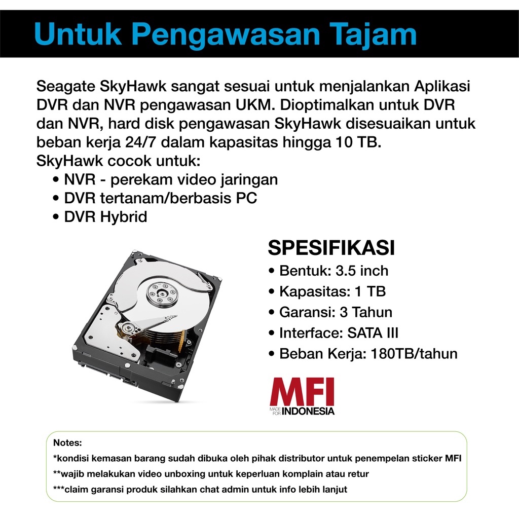 Seagate SkyHawk Hardisk Internal PC 1TB