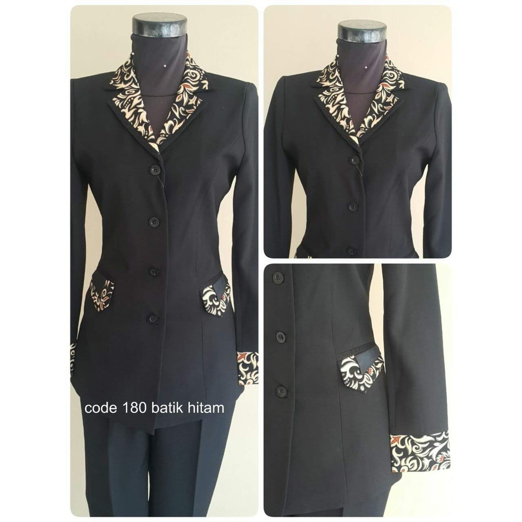 Setelan baju blazer/Exclusive blazer batik wanita warna hitam kode 180